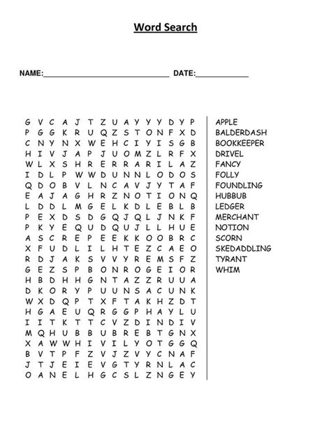 Printable Word Searches Puzzle 001