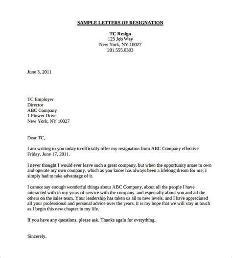 Free 4 Teaching Resignation Letter Templates In Pdf Ms Word