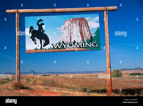Welcome To Wyoming Sign Stock Photo Alamy