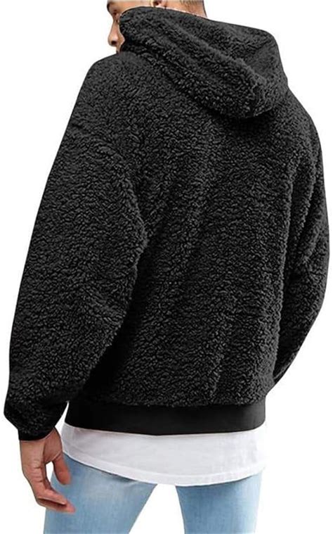 Mens Hoodies Teddy Fleece Pullover Sweatshirts Casual Fuzzy Fluffy