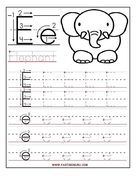 Printable Letter E Tracing Worksheets For Preschool 1275×1650