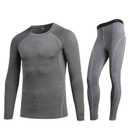men conpress fitness winter thermal underwear set quick dry gymming male spring autumn sporting