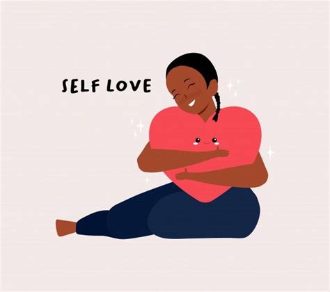 Premium Vector Self Love Self Care Concept Smile Female Hugging