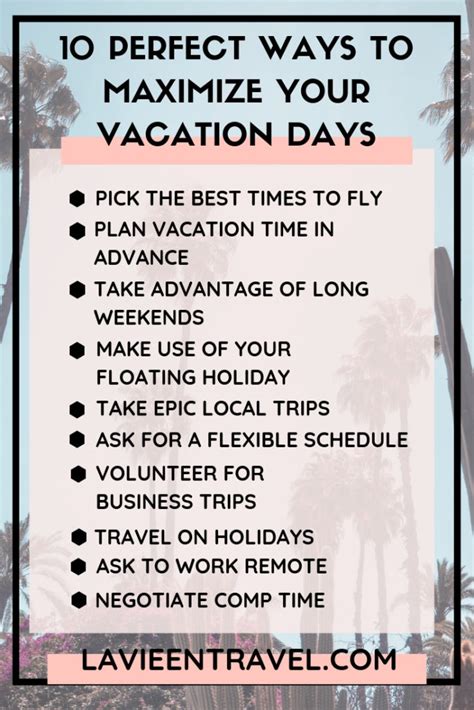 How To Use Vacation Days Wisely And Maximize Your Paid Time Off La Vie