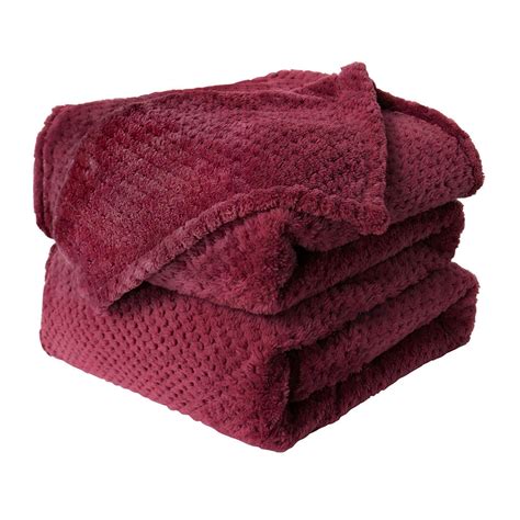 Piccocasa Flannel Fleece Blanket For Sofa Or Bed Burgundy 60x78