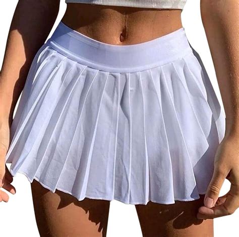 meladyan women y2k plain pleated a line mini skirt with shorts 90s high waist athletic tennis