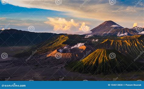 Mount Batok Volcano In Bromo Tengger Semeru National Park Stock Photo