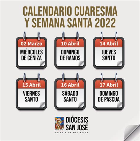 Calendario De Cuaresma Y Diócesis San José De Melipilla