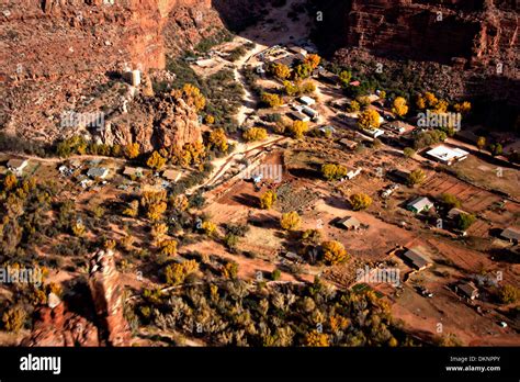 Aerial View Of The Havasupai Indian Village Of Supai Located At The