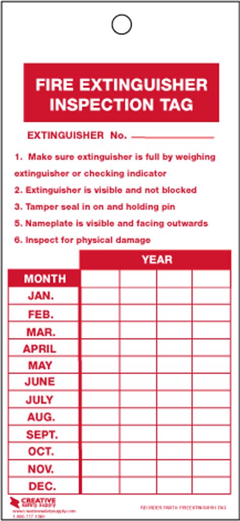 Printable Monthly Fire Extinguisher Inspection Log Visually Inspect