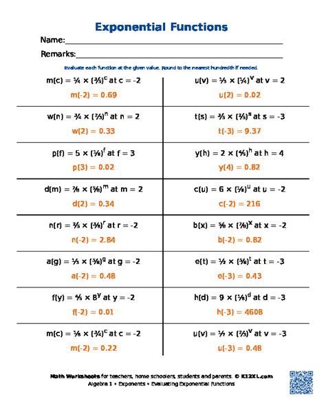 Free Algebra 1 Exponents Worksheets For Homeschoolers Students