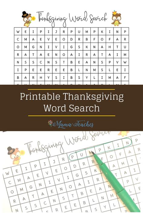 Thanksgiving Word Search Printable Mama Teaches