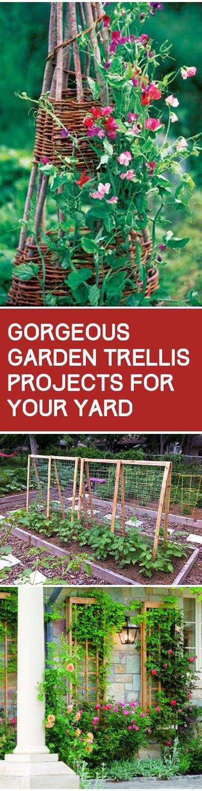 The Garden Trellis Project For Your Yard Is Shown In Red And White
