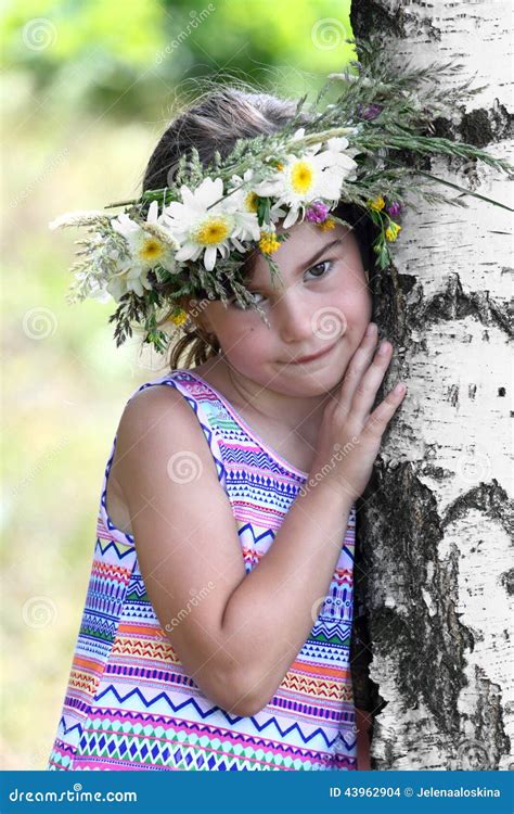 Girl At Birch Stock Photo Image Of Caucasian Outdoor 43962904