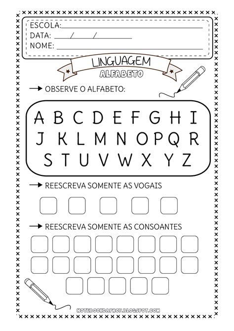 Notebook Da Profª Atividades Alfabeto Vogais E Consoantes