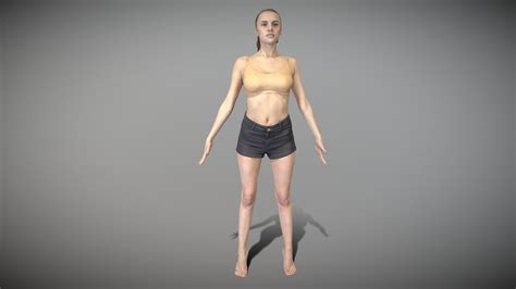 Sexy Woman In Nude Top In A Pose 159 Buy Royalty Free 3d Model By