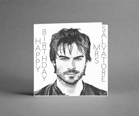 Damon Salvatore Happy Birthday Card Ian Somerhalder Happy Etsy