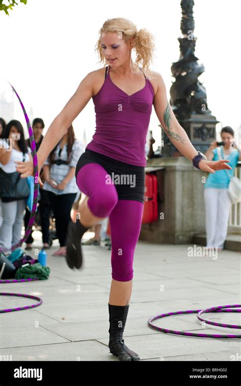 Hula Hooper Lisa Lotti Performs On Londons South Bank With Big Ben In