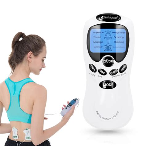 Electronic Tens Machine Back Body Kneading Shiatsu Massager 8 Electrode Pads Muscle Stimulator