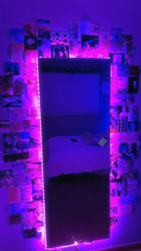Collage Tik Tok Trendy Led Mirror Room Ideas Bedroom Neon Room