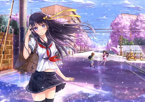 3840x2160 Resolution Black Haired Female Anime Character Wearing