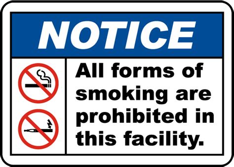 All Forms Of Smoking Are Prohibited In This Facility Sign Save 10