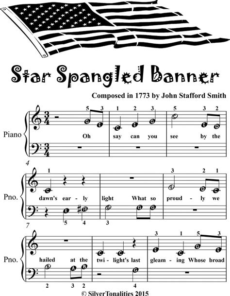 Star Spangled Banner Beginner Piano Sheet Music