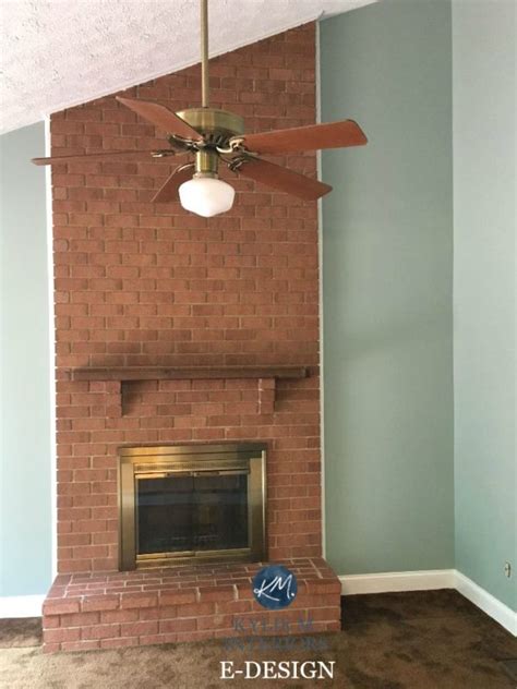Red Tone Brick Fireplace With Sherwin Williams Quietude On