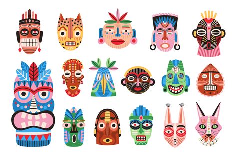 Ethnic Tribal Masks Set Animal Illustrations ~ Creative Market