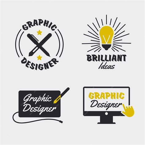 Premium Vector Flat Design Graphic Designer Logo Pack