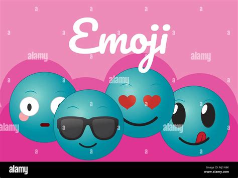 Cute Round Emojis Cartoons Stock Vector Image And Art Alamy