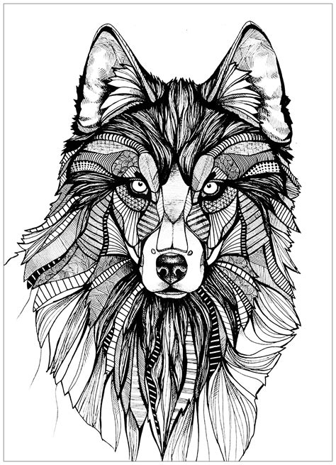 Wolf 3 Animals Coloring Pages For Adults Justcolor