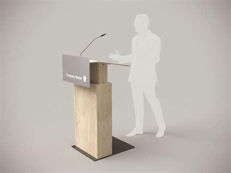Podium Wooden Speakers Desk With Microphone 3d