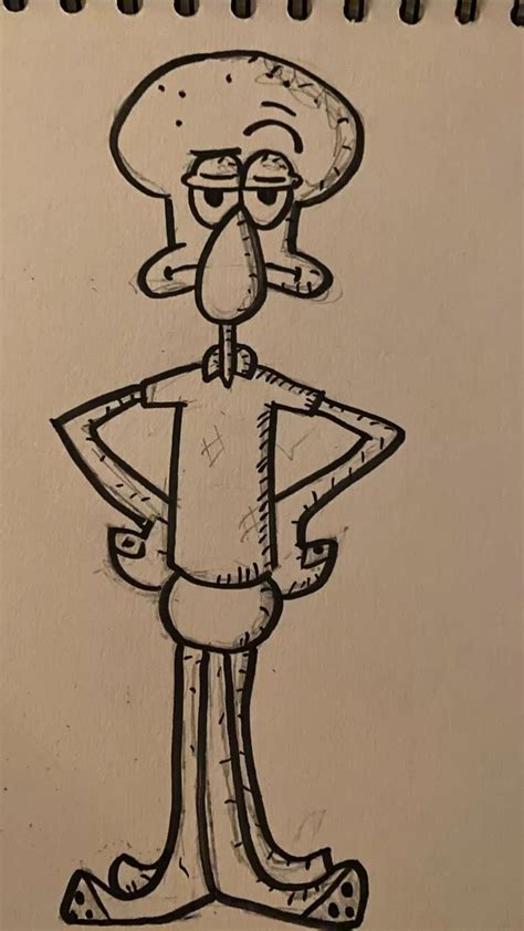 Squidward Drawing Drawings Art Humanoid Sketch