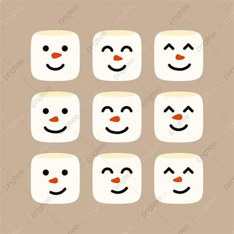 Gambar Set Karakter Wajah Lucu Marshmallow Perayaan Makanan Pencuci