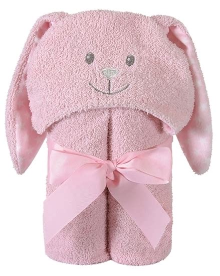 Stephan Baby Pink Bunny Hooded Baby Towel Personalized Baby Ts