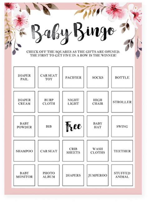 Free Baby Shower Bingo Game Free Printable Pink Elephant Baby Shower