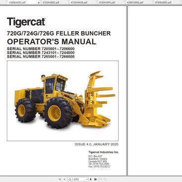 Tigercat 720E Feller Buncher 7204401 7205500 Operator Service Manual