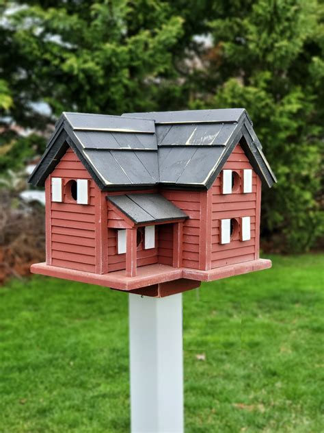 Purple Martin Bird House Amish Handmade 6 Nesting Compartments Birdhouse Outdoor Ebay