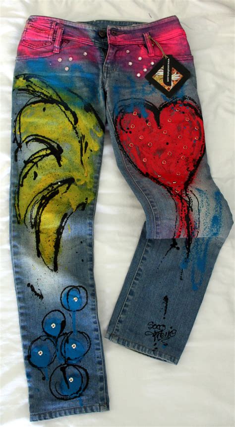 Hand Painted Jeans Diy Upcycle Jeans