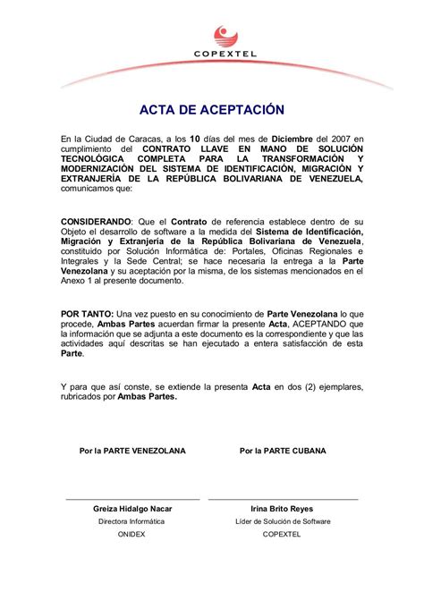 Acta De Entrega Soluciones De Sw