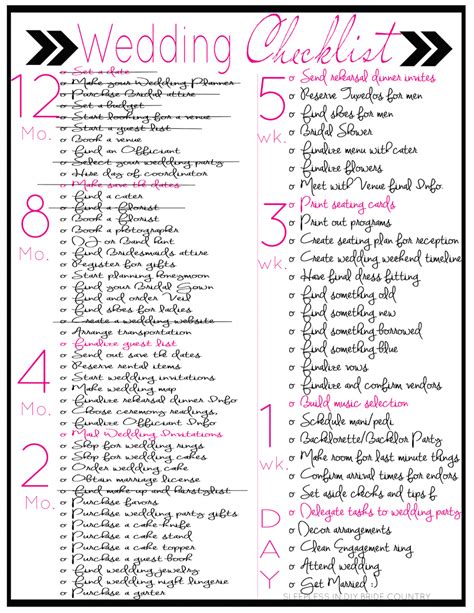 Printable Simple Wedding Checklist