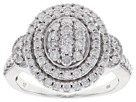 Pre Owned 100ctw Round White Diamond 10k White Gold Ring Size 75