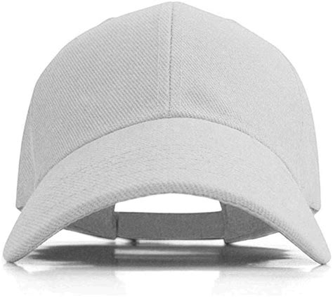 Set Of 2 White Plain Adjustable Baseball Cap White 2pack Size