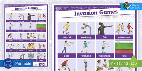 grade 6 physical education invasion games display word grid