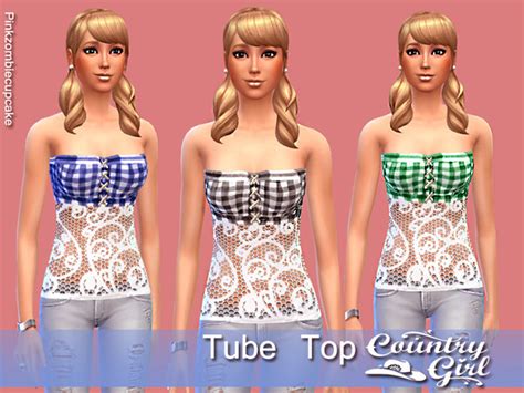 Country Girl Tube Top By Pinkzombiecupcakes At Tsr Sims 4 Updates