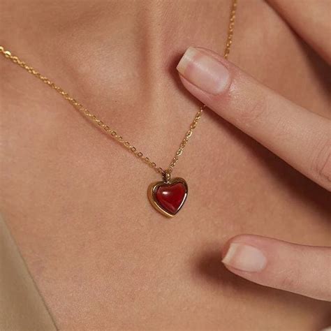 Buy Red Heart Necklace Etsy