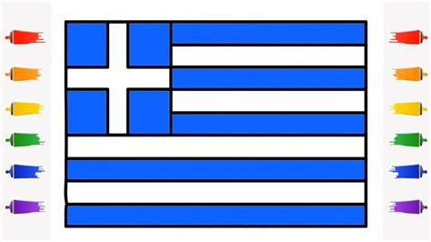 How To Draw Greece Flag For Kids Little Channel How To Draw The