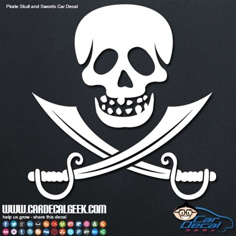 Pirate Skull And Swords Car Decal Sticker Window Stickers