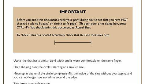 Size Guide - Free Printable Ring Sizer Uk - Free Printable A To Z